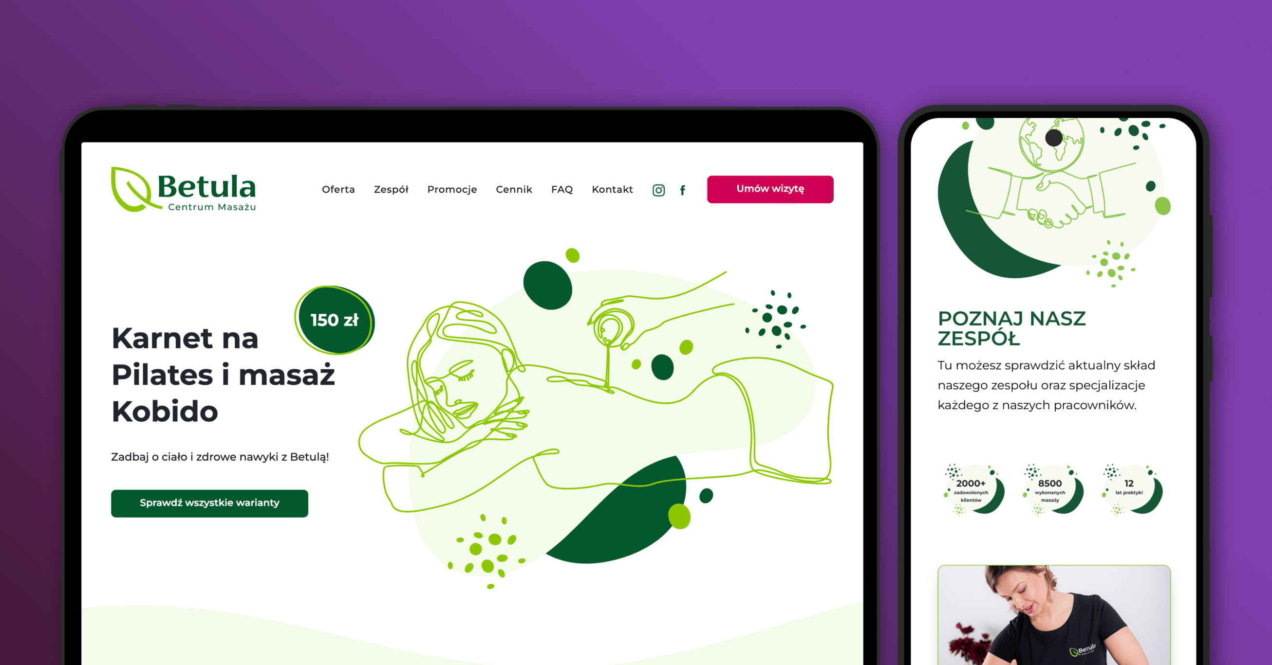 Tablet mockup with the website visualisation